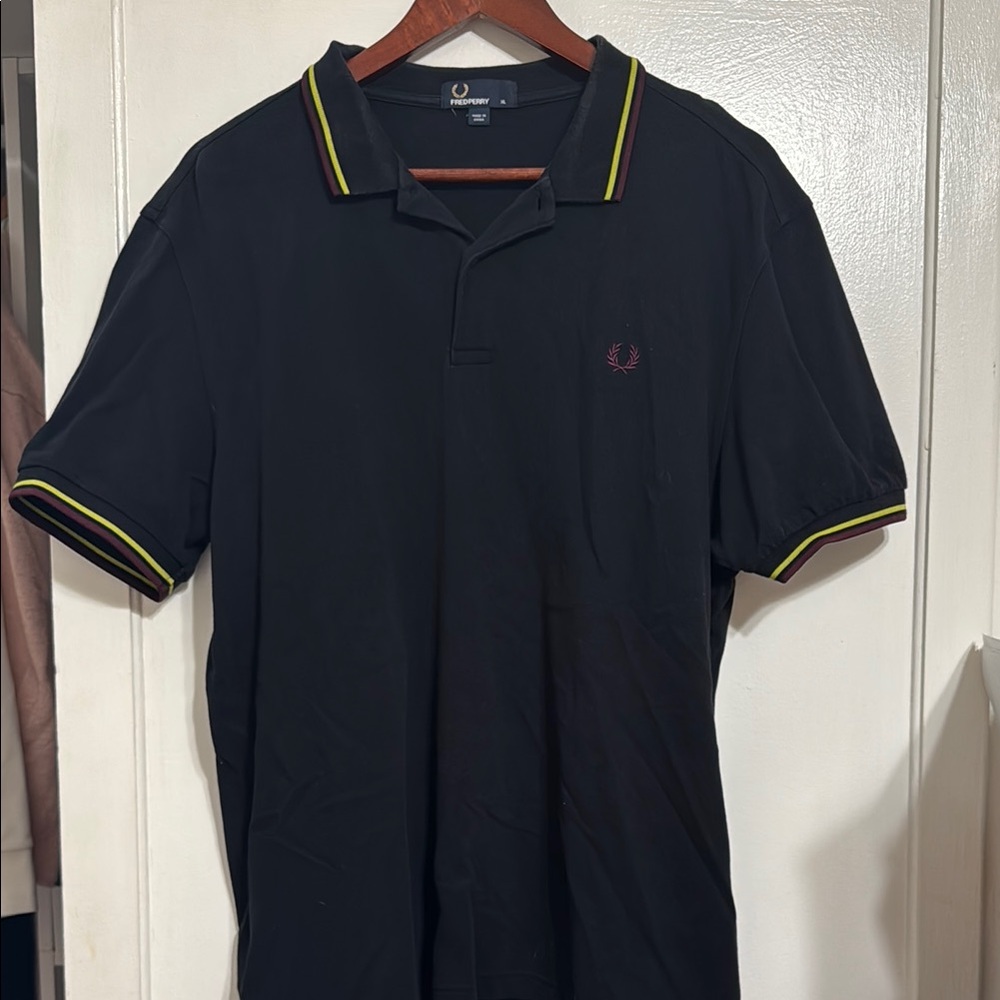 Fred Perry Black and Yellow Polo Shirt Sporty Design